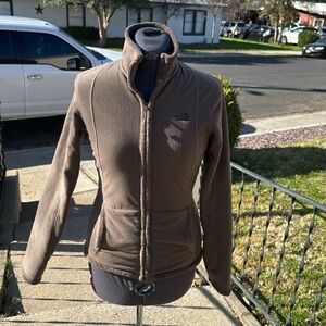 North face brown zip up jacket no hood medium